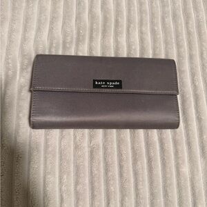 kate spade satin clutch in dove gray